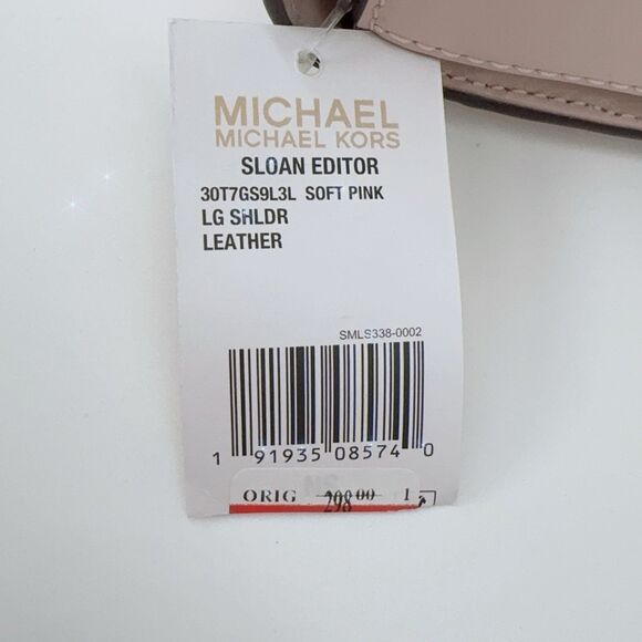 Michael Kors Sloan Editor Large Shoulder Smooth Leather Bag Soft Pink Crossbody - Picture 8 of 15